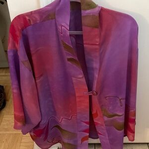 Hand painted lightweight silk jacket